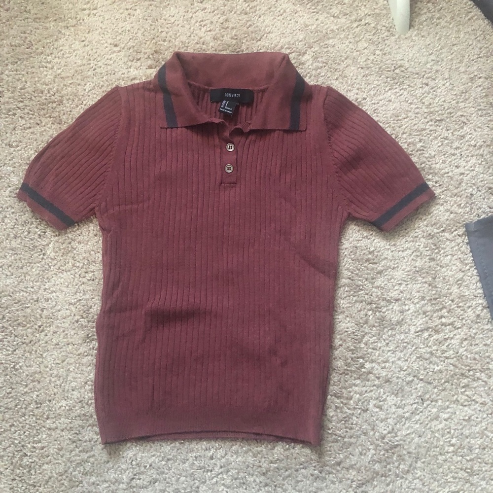 Burgundy collared top